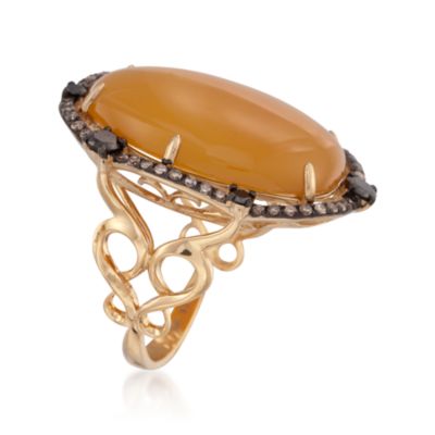 Yellow Agate and .81 ct. t.w. Diamond Ring in 14kt Yellow Gold &mdash; Alt Image 3