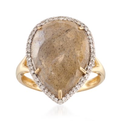 Labradorite and .20 ct. t.w. Diamond Ring in 14kt Yellow Gold &mdash; Alt Image 1