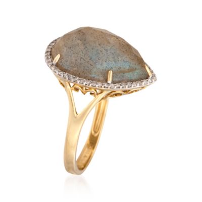 Labradorite and .20 ct. t.w. Diamond Ring in 14kt Yellow Gold &mdash; Alt Image 3