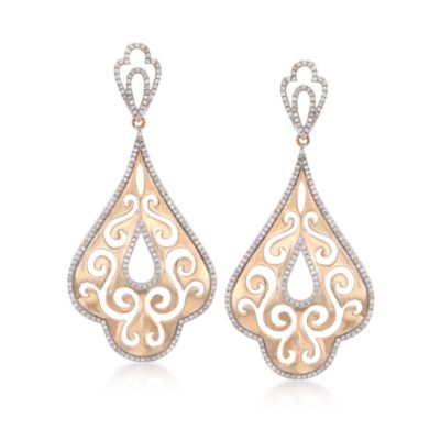 1.25 ct. t.w. Diamond Scrollwork Drop Earrings in 14kt Yellow Gold &mdash; Alt Image 1