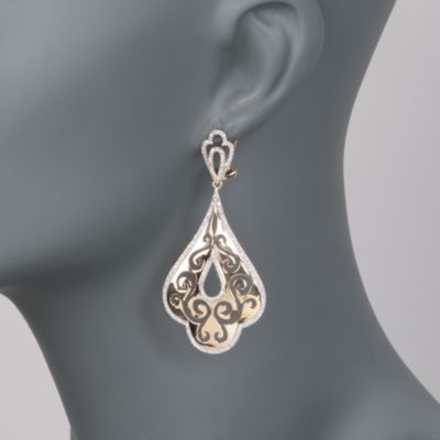 1.25 ct. t.w. Diamond Scrollwork Drop Earrings in 14kt Yellow Gold &mdash; Alt Image 2