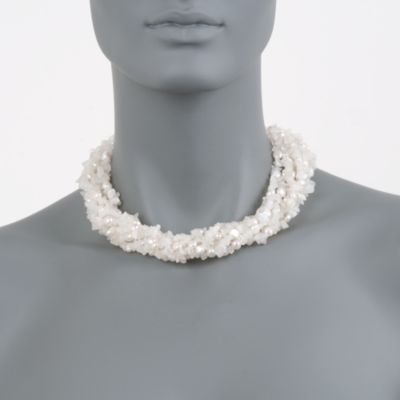 Seven-Strand Moonstone and Cultured Pearl Torsade Necklace in Sterling Silver. 18" &mdash; Alt Image 2
