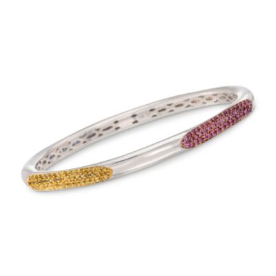 5.20 ct. t.w. Multicolored Sapphire Bangle Bracelet in Sterling Silver. 7.5" &mdash; Alt Image 1