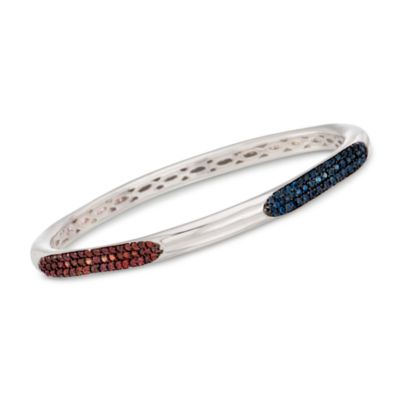 5.20 ct. t.w. Multicolored Sapphire Bangle Bracelet in Sterling Silver. 7.5" &mdash; Alt Image 3