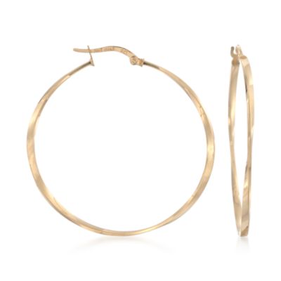 14kt Yellow Gold Square-Tube Twisted Hoop Earrings &mdash; Alt Image 1
