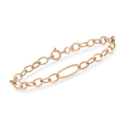 14kt Yellow Gold Small and Large Oval Link Bracelet. 7.5" &mdash; Alt Image 1