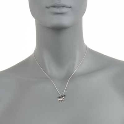 .14 ct. t.w. White and Blue Diamond Dragonfly Necklace in Sterling Silver. 18" &mdash; Alt Image 2