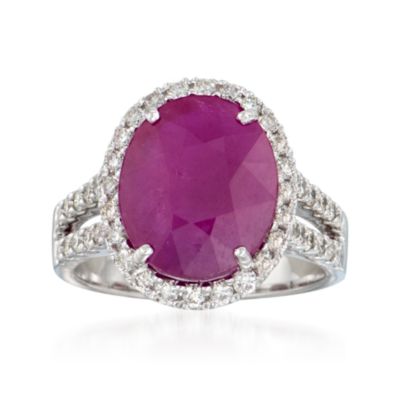 7.06 ct. t.w. Ruby and Diamond Ring in 18kt White Gold &mdash; Alt Image 1