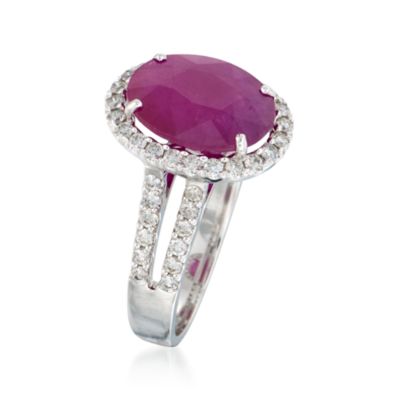 7.06 ct. t.w. Ruby and Diamond Ring in 18kt White Gold &mdash; Alt Image 3