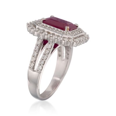 3.10 Carat Ruby and .98 ct. t.w. Diamond Ring in 18kt White Gold &mdash; Alt Image 3
