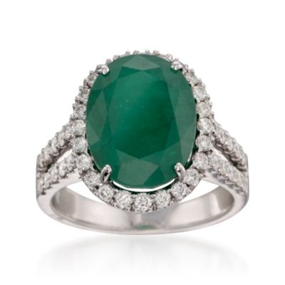 3.00 Carat Emerald and .59 ct. t.w. Diamond Ring in 18kt White Gold &mdash; Alt Image 1