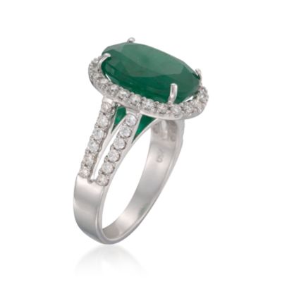 3.00 Carat Emerald and .59 ct. t.w. Diamond Ring in 18kt White Gold &mdash; Alt Image 3