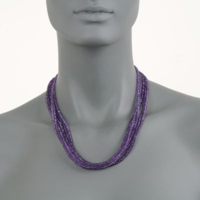 Amethyst and Rose De France Amethyst Six-Strand Necklace With 14kt Yellow Gold Clasp &mdash; Alt Image 3