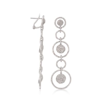 1.90 ct. t.w. Diamond Linear Circle Drop Earrings in 14kt White Gold &mdash; Alt Image 3