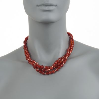 Three-Strand Carnelian Bead Necklace in 14kt Yellow Gold &mdash; Alt Image 3