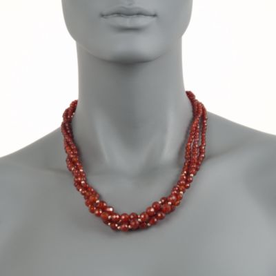 Three-Strand Carnelian Bead Necklace in 14kt Yellow Gold &mdash; Alt Image 4