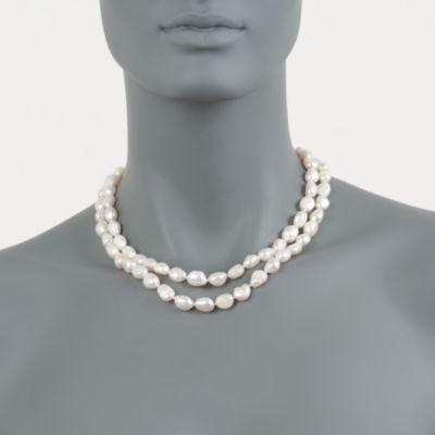9-10mm Baroque Pearl Double Strand Necklace in Sterling Silver. 17" &mdash; Alt Image 2
