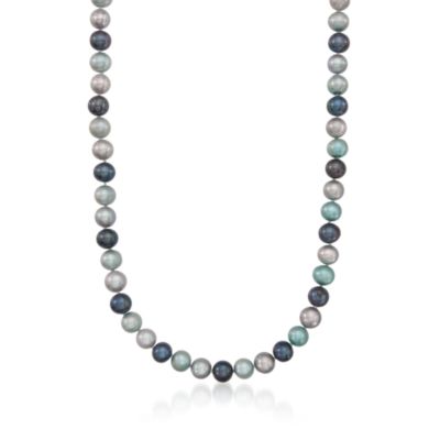 8.5-9.5mm Multicolored Pearl Necklace in Sterling Silver. 36" &mdash; Alt Image 1