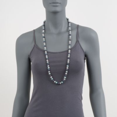 8.5-9.5mm Multicolored Pearl Necklace in Sterling Silver. 36" &mdash; Alt Image 2