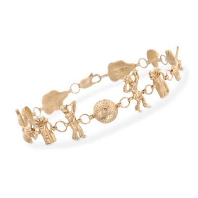C. 1980 Vintage 14kt Yellow Gold Golf Charm Link Bracelet. 8" &mdash; Alt Image 1