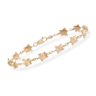 C. 1980 Vintage 14kt Yellow Gold Turtle Link Bracelet. 7.25" &mdash; Alt Image 1