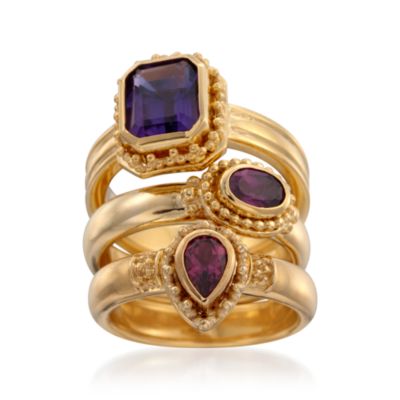 Set of Three 3.30 ct. t.w. Multi-Gem Rings in 18kt Over Sterling &mdash; Alt Image 1