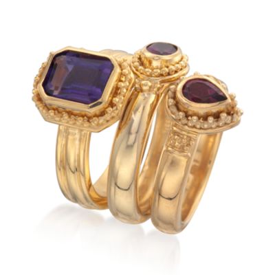 Set of Three 3.30 ct. t.w. Multi-Gem Rings in 18kt Over Sterling &mdash; Alt Image 3