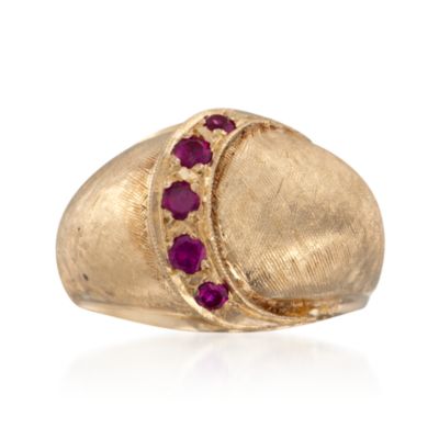 C. 1970 Vintage .35 ct. t.w. Faux Ruby Dome Ring in 14kt Yellow Gold. Size 6 &mdash; Alt Image 1