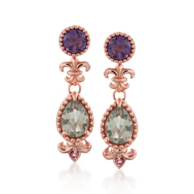 3.40 ct. t.w. Multicolored Amethyst and .10 ct. t.w. Tourmaline Drop Earrings in 18kt Over Sterling &mdash; Alt Image 1