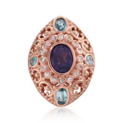 2.65 Carat Amethyst and 2.05 ct. t.w. Multi-Gemstone Cocktail Ring in 18kt Over Sterling &mdash; Alt Image 1