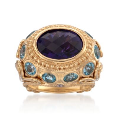 5.05 Carat Amethyst and 3.32 ct. t.w. Multi-Gemstone Ring in 18kt Over Sterling &mdash; Alt Image 1