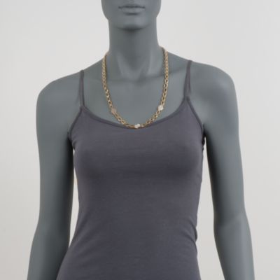 C. 1980 Vintage .25 ct. t.w. Pave Diamond Open Oval Link Section Necklace in 18kt Two-Tone Gold. 24" &mdash; Alt Image 2