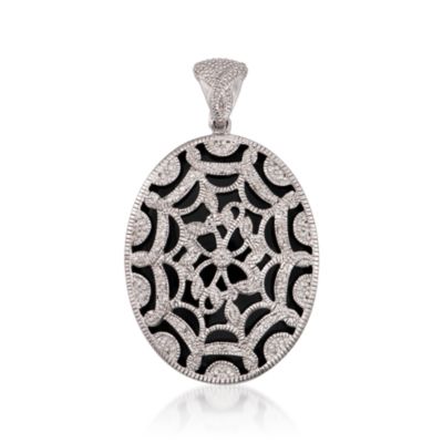 Black Agate and .20 ct. t.w. Diamond Pendant in Sterling Silver &mdash; Alt Image 1