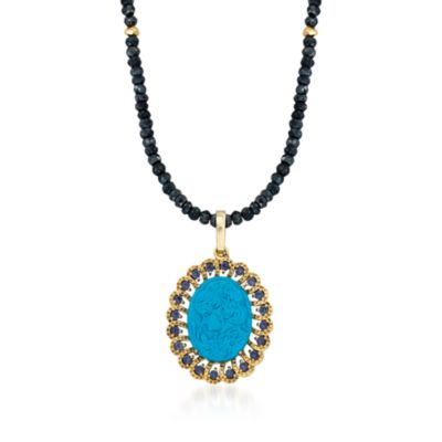 Multi-Gem Cameo Necklace in 18kt Gold Over Sterling. 18.5" &mdash; Alt Image 1