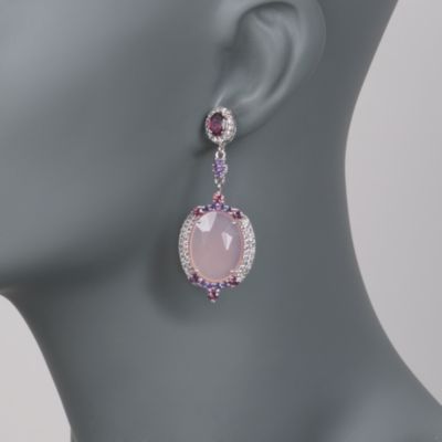 6.20 ct. t.w. Multi-Gem and Pink Chalcedony Drop Earrings in Sterling Silver &mdash; Alt Image 2