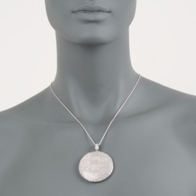 8.00 ct. t.w. Pave Diamond Circle Pendant in 14kt White Gold &mdash; Alt Image 2