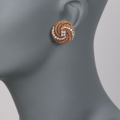 C. 1970 Vintage Tiffany Jewelry 1.50 ct. t.w. Diamond Swirl Earrings in 18kt Yellow Gold &mdash; Alt Image 2