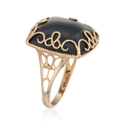 Black Agate Ring in 14kt Yellow Gold &mdash; Alt Image 3