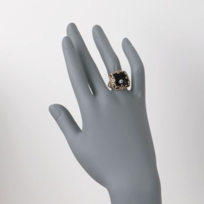 Black Agate Ring in 14kt Yellow Gold &mdash; Alt Image 2