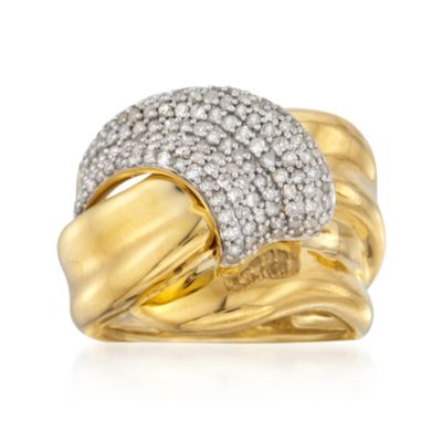 .88 ct. t.w. Pave Diamond Twist Ring in 18kt Gold Over Sterling &mdash; Alt Image 1