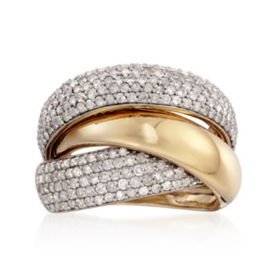 1.50 ct. t.w. Pave Diamond Crossover Ring in 18kt Gold Over Sterling &mdash; Alt Image 1