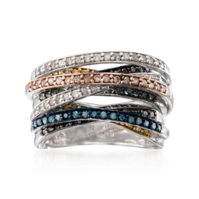 1.00 ct. t.w. Multicolored Diamond Ring in Two-Tone &mdash; Alt Image 1