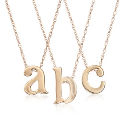 Mini Initial Pendant Necklace in 14kt Yellow Gold &mdash; Alt Image 3