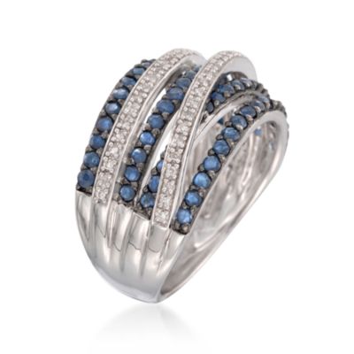 1.00 ct. t.w. Sapphire and .15 ct. t.w. Diamond Highway Ring in Sterling Silver &mdash; Alt Image 3
