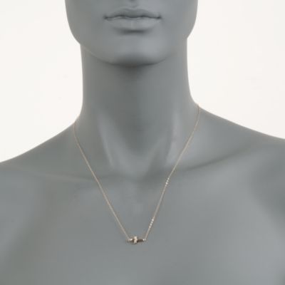 14kt Yellow Gold Tiny Sideways Cross Symbol Necklace With Swarovski Crystal &mdash; Alt Image 3