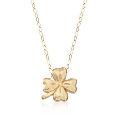 14kt Yellow Gold Tiny 4-Leaf Clover Symbol Necklace &mdash; Alt Image 1