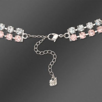 Swarovski Crystal "Hot" Rose and Clear 2-Row Crystal Necklace. 18" &mdash; Alt Image 3