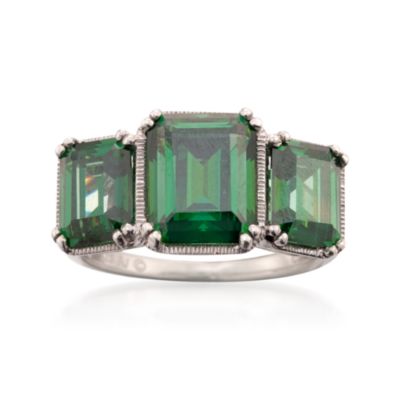 7.00 ct. t.w. Green CZ Three-Stone Ring in Sterling Silver &mdash; Alt Image 1