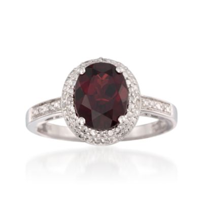 2.10 Carat Garnet Ring With Diamonds in Sterling Silver &mdash; Alt Image 1