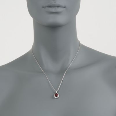 2.00 Carat Garnet Pendant Necklace With Diamonds in Sterling Silver. 18" &mdash; Alt Image 2